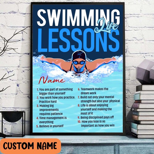 Swimming Life Lessons Poster – Motivational Wall Art For Swimmers Swimming Club Swimming Life Lessons Poster – Motivational Wall Art For Swimmers Swimming Club