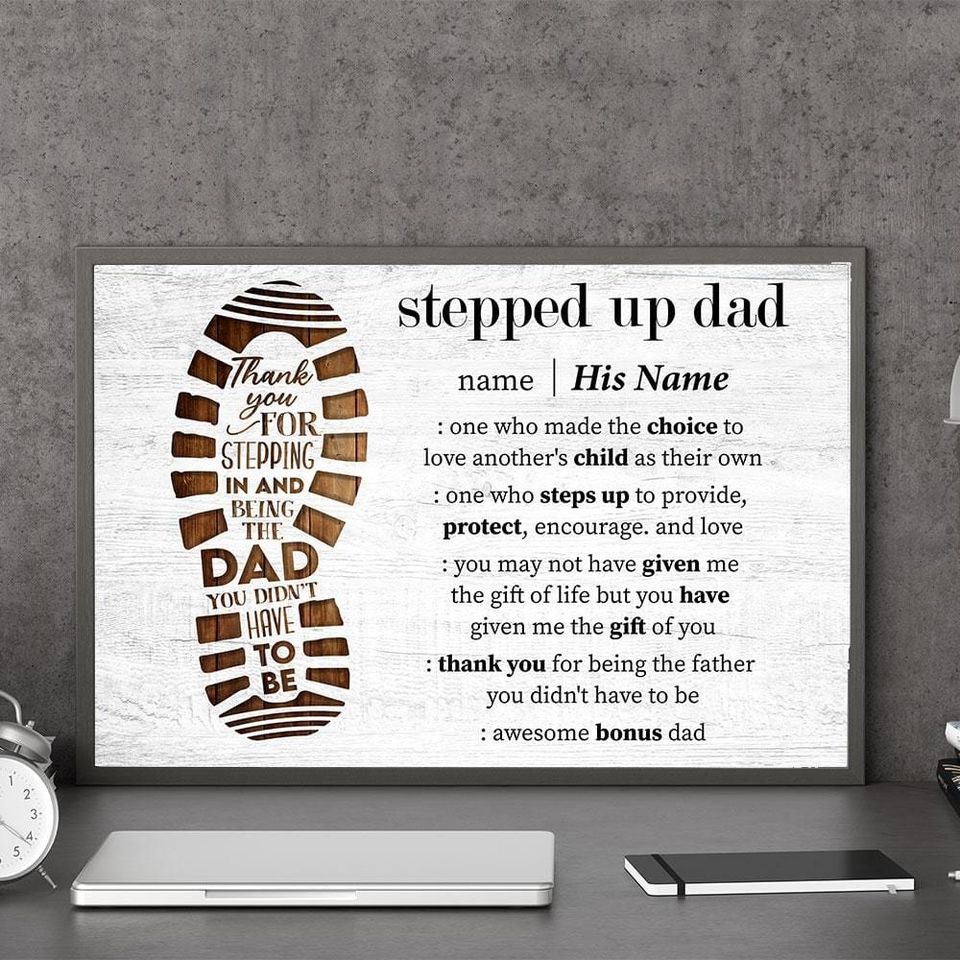 Stepped Up Dad Definition Poster Father’S Day Gift For Step Dad, Bonus Father Personalized Name Stepped Up Dad Definition Poster Father’S Day Gift For Step Dad, Bonus Father Personalized Name