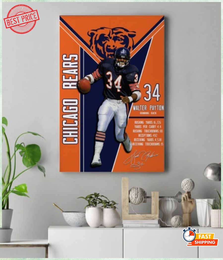 Walter Payton No.34 Chicago Bears Vertical Posters Motivated Signature Wall Art Walter Payton No.34 Chicago Bears Vertical Posters Motivated Signature Wall Art