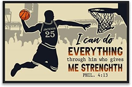 Personalized I Can Do Everything Basketball Poster, Inspirational Basketball Gift For Christian Basketball Player Sports Lover, Religious Wall Art Print Boys Bedroom Man Cave Decor Personalized I Can Do Everything Basketball Poster, Inspirational Basketball Gift For Christian Basketball Player Sports Lover, Religious Wall Art Print Boys Bedroom Man Cave Decor