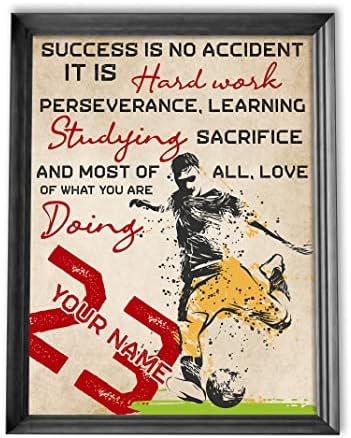 Godoprint Personalized Name Number Soccer Poster, Success Is No Accident Inspirational Gift For Soccer Player Sports Lover, Soccer Wall Art Print Boy’S Bedroom Decor Unframed Godoprint Personalized Name Number Soccer Poster, Success Is No Accident Inspirational Gift For Soccer Player Sports Lover, Soccer Wall Art Print Boy’S Bedroom Decor Unframed