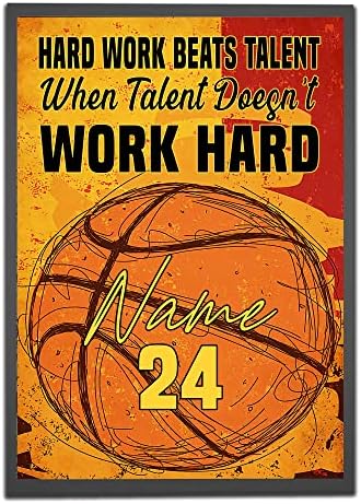 Personalized Hard Work Beats Talent Basketball Poster, Inspirational Gift For Basketball Player Fan Sports Lover, Basketball Wall Art Print Boys Bedroom Man Cave Decor Personalized Hard Work Beats Talent Basketball Poster, Inspirational Gift For Basketball Player Fan Sports Lover, Basketball Wall Art Print Boys Bedroom Man Cave Decor
