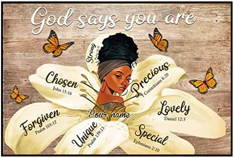 Personalized Black Girl Poster, God Says You Are Unique African American Afro Girl, Black Pride Gift, Christian Gift, Floral Wall Art Girl’S Bedroom Decor, 18×12 In Personalized Black Girl Poster, God Says You Are Unique African American Afro Girl, Black Pride Gift, Christian Gift, Floral Wall Art Girl’S Bedroom Decor, 18×12 In