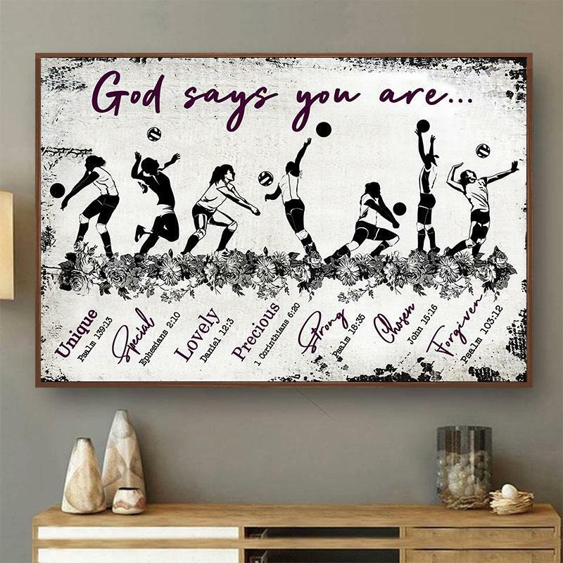 Volleyball God Says You Are Customized Poster Volleyball Pose Player Religious Volleyball God Says You Are Customized Poster Volleyball Pose Player Religious