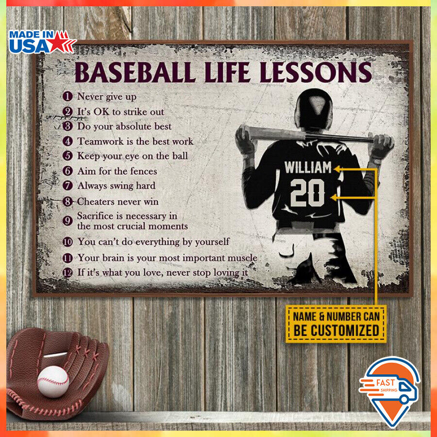 Personalized Baseball Life Lessons Customized Unframed Poster Personalized Baseball Life Lessons Customized Unframed Poster
