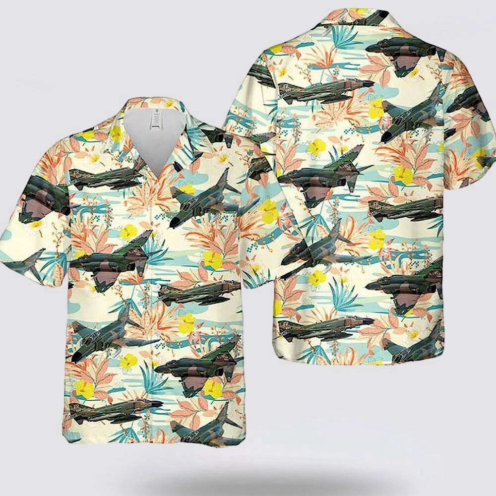 Adults Aircraft F-4 Phantom Ii Yellow Floral Pattern Vintage Hawaiian Shirt Adults Aircraft F-4 Phantom Ii Yellow Floral Pattern Vintage Hawaiian Shirt