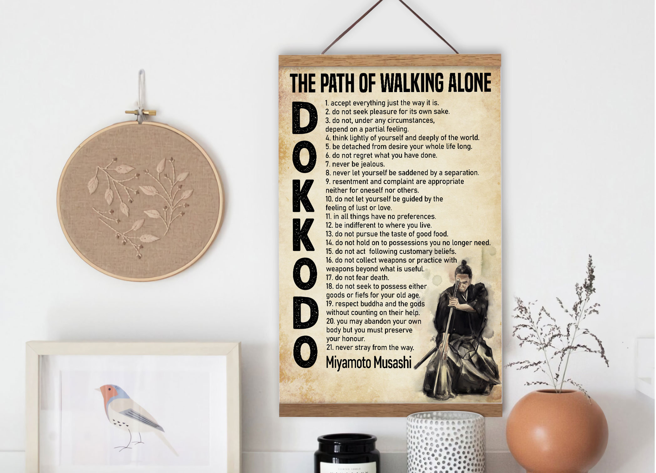 The Path Of Walking Alone Dokkodo Japanese Samurai Poster Canvas Japan Style Warrior Wall Art Print Wood Hanger Frame Inspirational Gift The Path Of Walking Alone Dokkodo Japanese Samurai Poster Canvas Japan Style Warrior Wall Art Print Wood Hanger Frame Inspirational Gift