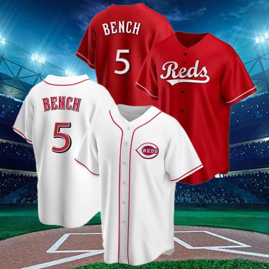 Johnny Bench No.5 Reds Team 2023 Season Pritned Baseball Jersey Johnny Bench No.5 Reds Team 2023 Season Pritned Baseball Jersey