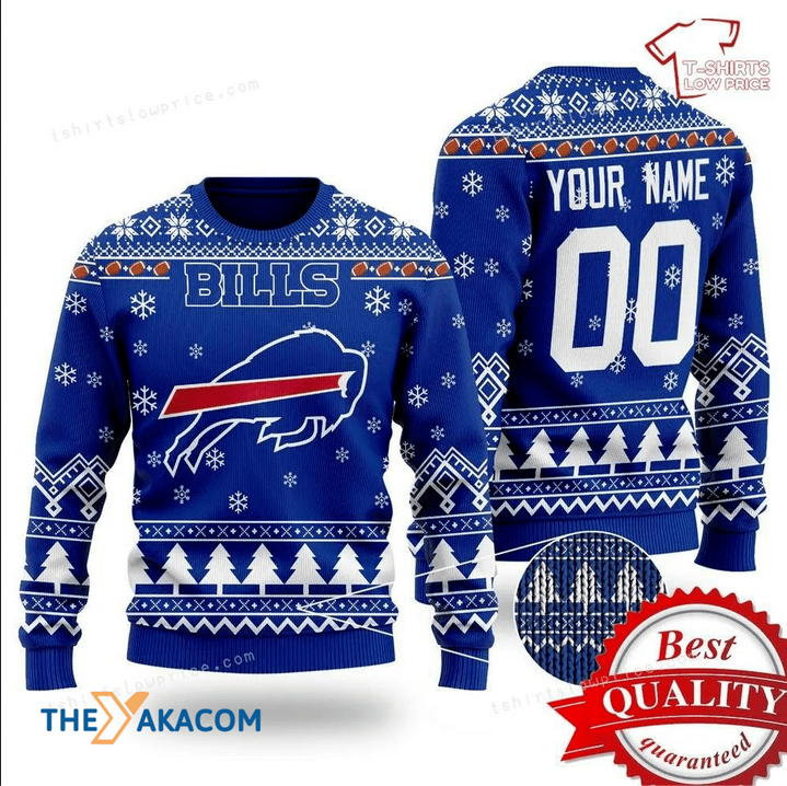 Personalized Ugly Christmas Sweater Buffalo-Bills, Billieve Blue/White Custom Name And Number Gift For Football Fan Ugly Xmas Jumper Personalized Ugly Christmas Sweater Buffalo-Bills, Billieve Blue/White Custom Name And Number Gift For Football Fan Ugly Xmas Jumper