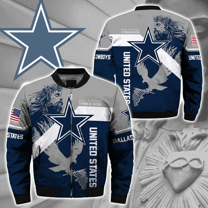 Nfl Dallas Cowboys Custom Name One Nation Under God Bomber Jacket Nfl Dallas Cowboys Custom Name One Nation Under God Bomber Jacket