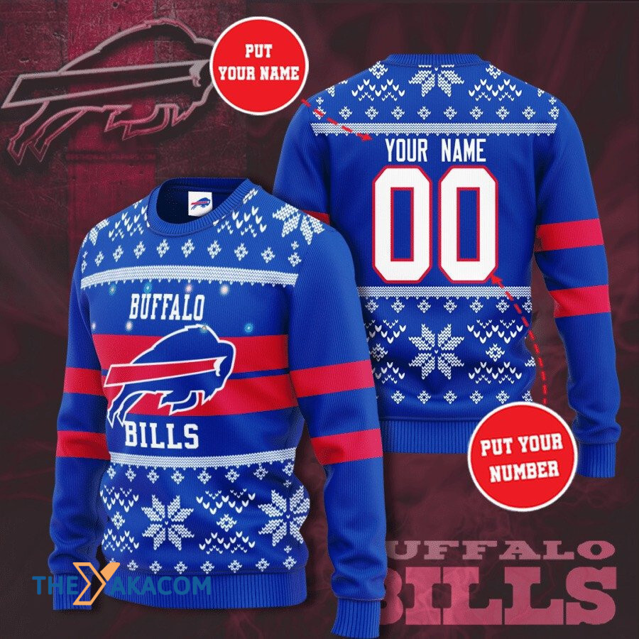 Personalized Ugly Christmas Sweater Buffalo-Bills, Billieve Blue/Red Custom Name And Number Gift For Football Fan Ugly Xmas Jumper Personalized Ugly Christmas Sweater Buffalo-Bills, Billieve Blue/Red Custom Name And Number Gift For Football Fan Ugly Xmas Jumper