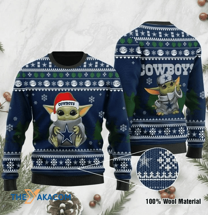 Ugly Christmas Sweater Dallas-Cowboys, Baby Yoda Green/Blue/White Frab’s Magazines & More Store Ugly Christmas Sweater Dallas-Cowboys, Baby Yoda Green