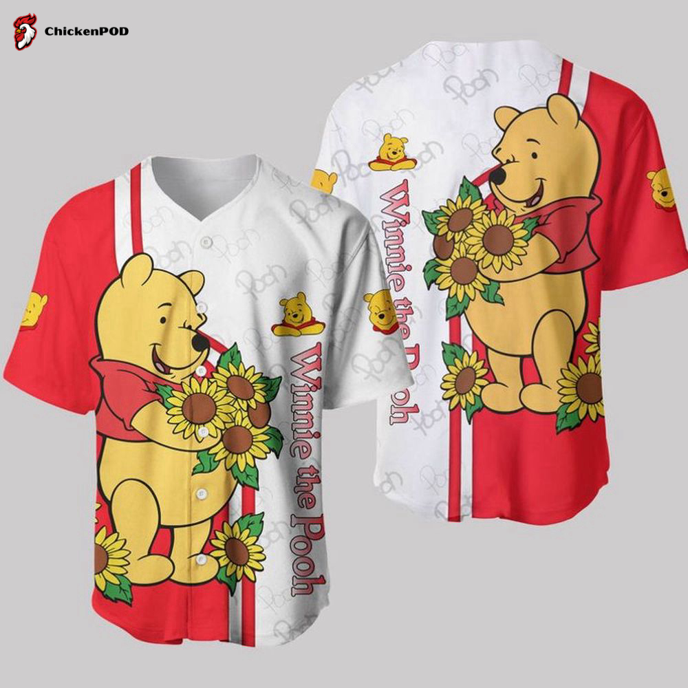 Winnie The Pooh Disney Cartoon Graphics Sunflower All Over Print 3D Unisex Baseball Jersey Winnie The Pooh Disney Cartoon Graphics Sunflower All Over Print 3D Unisex Baseball Jersey