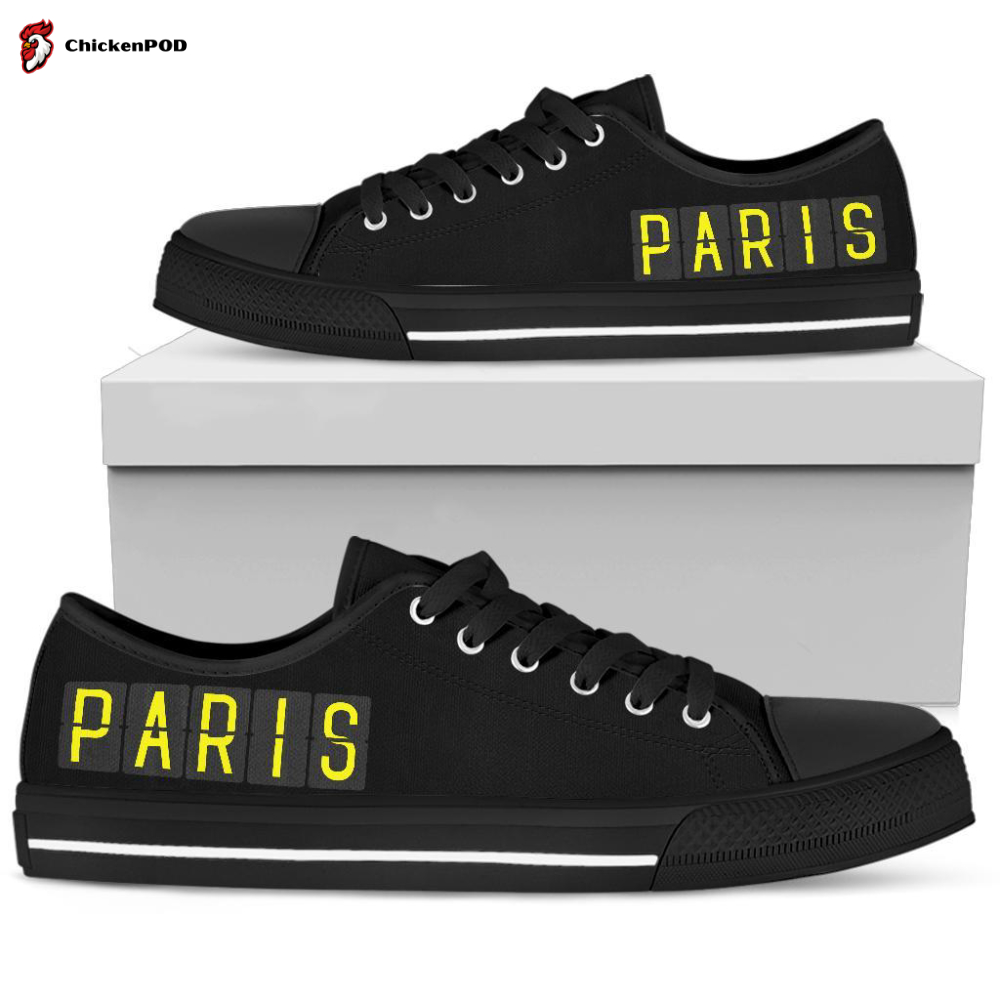 Airport Destinations Paris – Low Top Canvas Shoes Airport Destinations Paris – Low Top Canvas Shoes