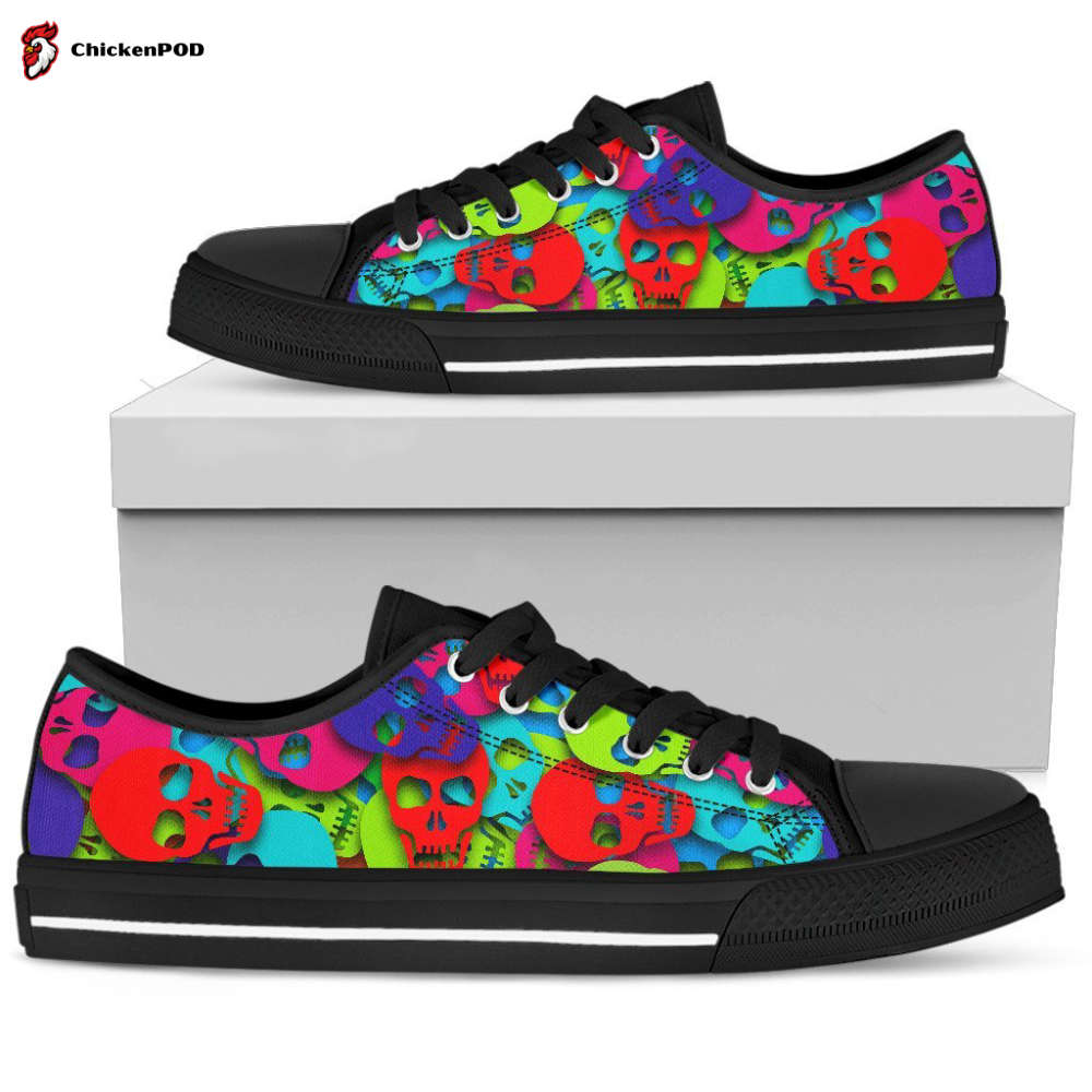 Colorful Skull Pattern Low Top Shoer Colorful Skull Pattern Low Top Shoer
