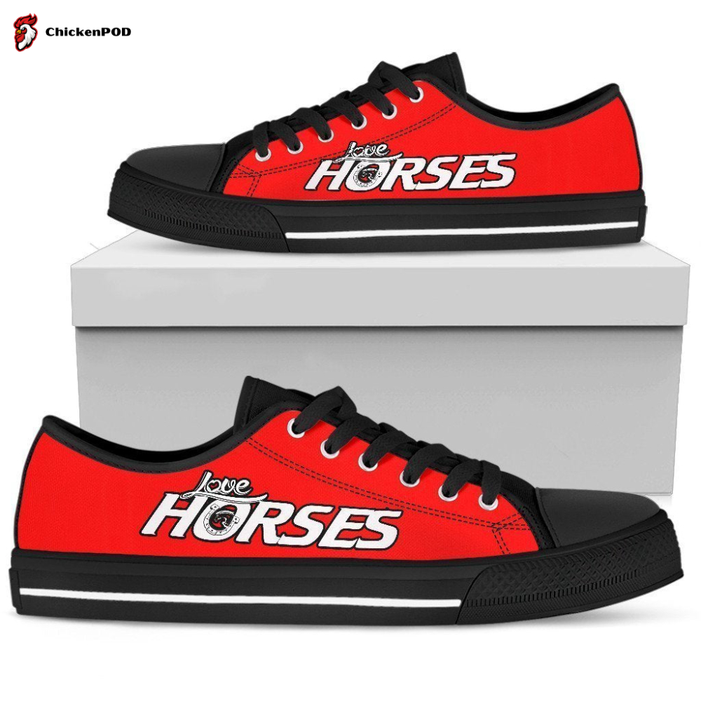 Love Horses Red Women’S Low Top Shoes Love Horses Red Women’S Low Top Shoes