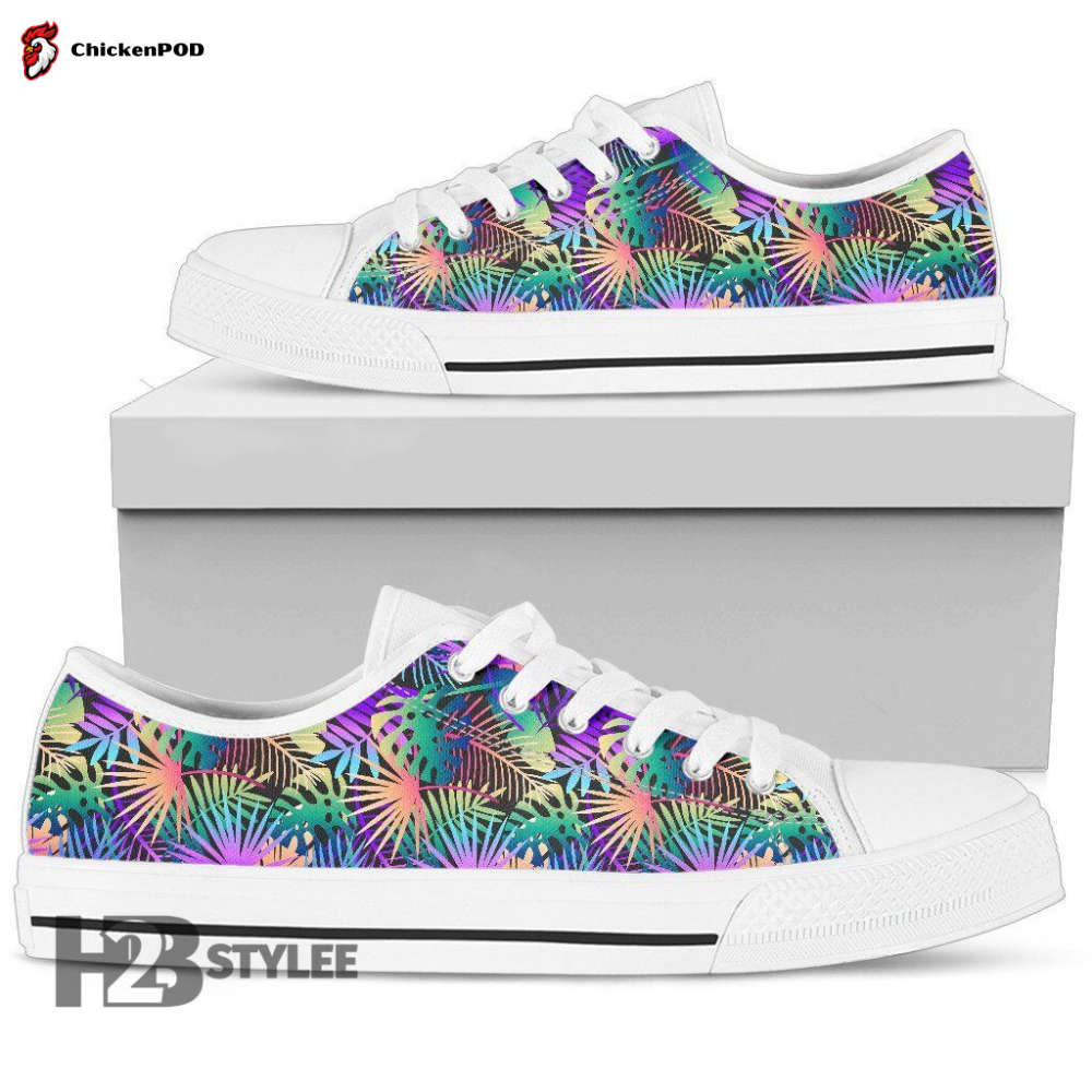 Neon Flower Tropical Palm Leaves Low Top Canvas Shoes For Men Women Neon Flower Tropical Palm Leaves Low Top Canvas Shoes For Men Women
