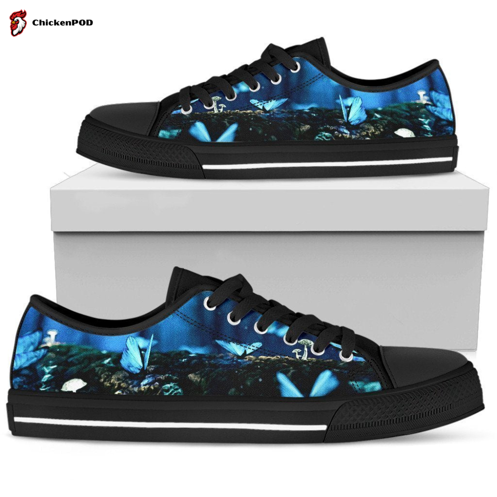 Women’S Low Tops Blue Butterflies Women’S Low Tops Blue Butterflies