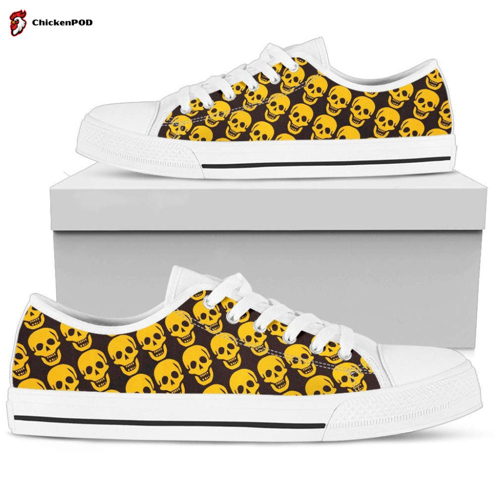Yellow Skull Patern Low Top Shoes Yellow Skull Patern Low Top Shoes