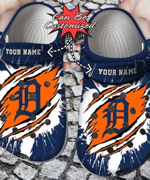 Baseball Unisex Clogs Personalized DTigers Ripped Claw Clog Shoes