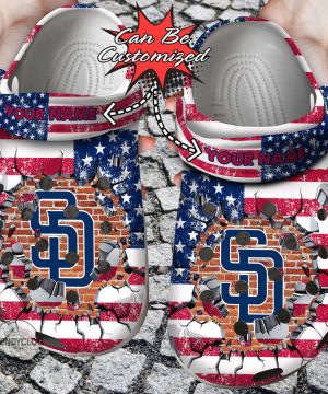 Baseball Personalized Padres Flag Breaking Wall Clog Unisex Clogs Shoes