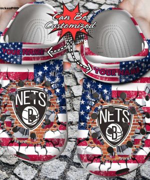 Basketball Unisex Clogs Personalized BNets American Flag Breaking Wall Clog Shoes Basketball Unisex Clogs Personalized BNets American Flag Breaking Wall Clog Shoes