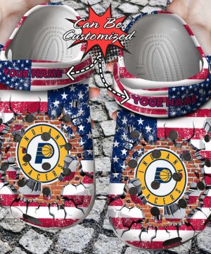 Basketball Personalized IPacers American Flag Breaking Wall Clog Unisex Clogs Shoes