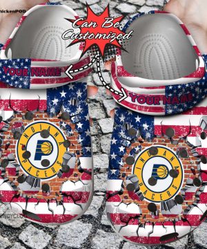 Basketball Personalized IPacers American Flag Breaking Wall Clog Unisex Clogs Shoes Basketball Personalized IPacers American Flag Breaking Wall Clog Unisex Clogs Shoes