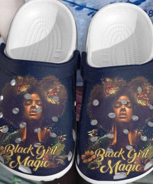 Black Girl Magic Butterfly Lover Unisex Clogs Clog Shoes – Black Pride Black Beauty Custom Shoe Birthday Gift For Women Girl