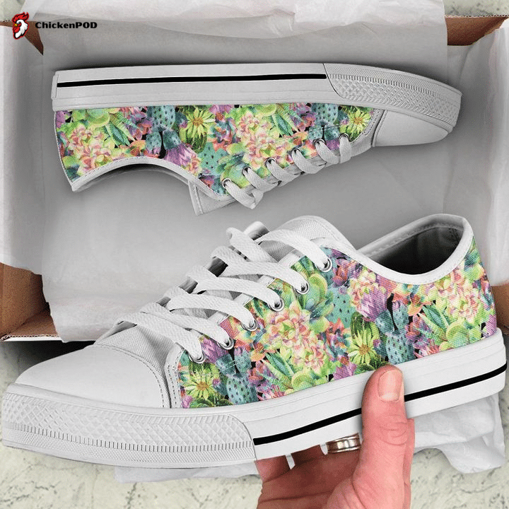 Blooming Cactus Garden Pattern Low Top Shoes Gift For Men Women Blooming Cactus Garden Pattern Low Top Shoes Gift For Men Women