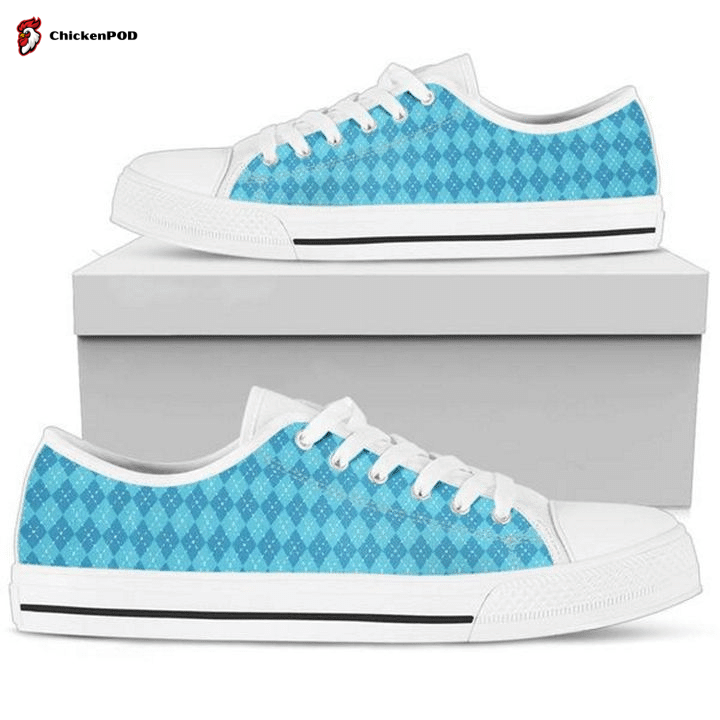 Blue Argyle Low Top Shoes Gift For Men Women Sneaker Blue Argyle Low Top Shoes Gift For Men Women Sneaker