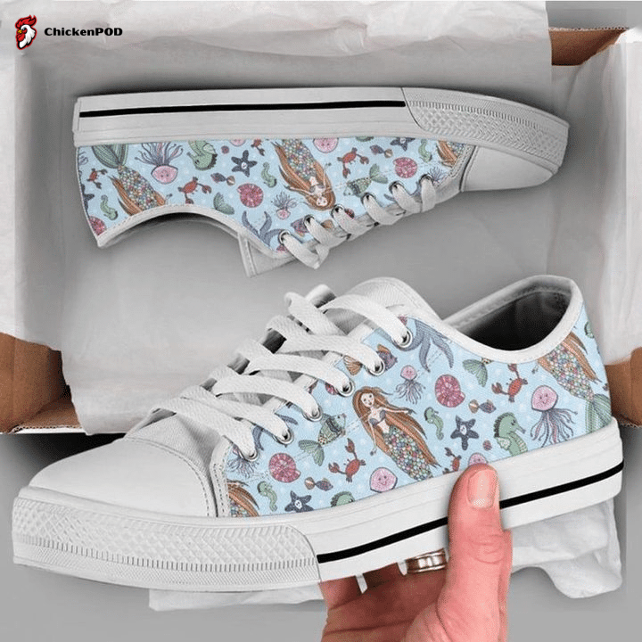 Blue Mermaid Low Top Shoes Gift For Men Women Blue Mermaid Low Top Shoes Gift For Men Women