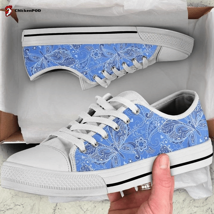 Blue Purple Butterflies Decor Low Top Shoes Gift For Men Women Blue Purple Butterflies Decor Low Top Shoes Gift For Men Women