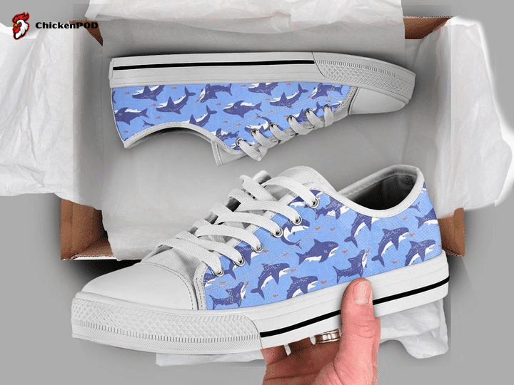 Blue Shark Shoes Low Top Shoes Gift For Men Women Blue Shark Shoes Low Top Shoes Gift For Men Women