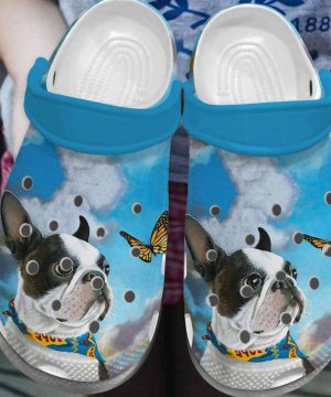 Boston Terrier Personalized Clog Custom Unisex Clogs Comfortablefashion Style Comfortable For Women Men Kid Print 3D Boston Terrier Butterfly