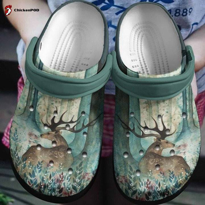 Brown Deer Lying Beside Tree Unisex Clogs Shoes Clog Brown Deer Lying Beside Tree Unisex Clogs Shoes Clog