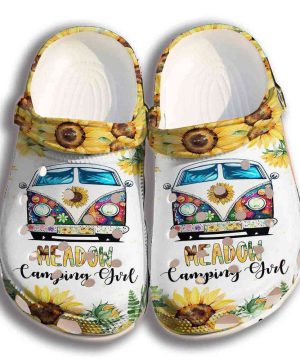 Camping Girl Sunflower Hippie 3 Gift For Lover Rubber Clog Unisex Clogs Shoes 1