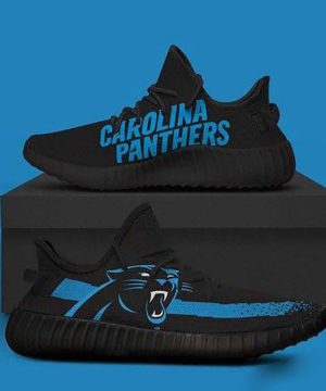 Carolina Panthers Black Nfl Yeezy Sneaker For Men Women Fans 4 Carolina Panthers Black Nfl Yeezy Sneaker For Men Women Fans 3