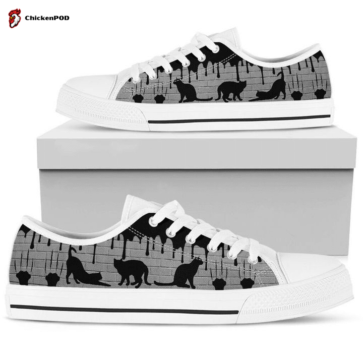 Cat Mom White Brick Wall Low Top Shoes Gift For Men Women Cat Mom White Brick Wall Low Top Shoes Gift For Men Women