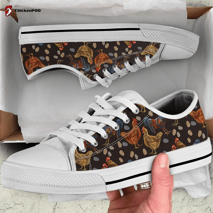 Chicken Embroidery Fashion Low Top Shoes Gift For Men Women Chicken Embroidery Fashion Low Top Shoes Gift For Men Women
