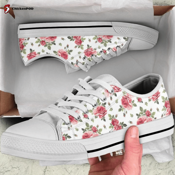 Classic Roses, Rose Pattern Low Top Shoes Gift For Men Women