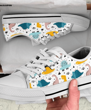 Color Repeating Pattern With Dinosaurs Low Top Shoes Gift for Men Women