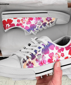 Colorful Aloha Flowers Floral Red Pink Purple Low Top Shoes Gift for Men Women