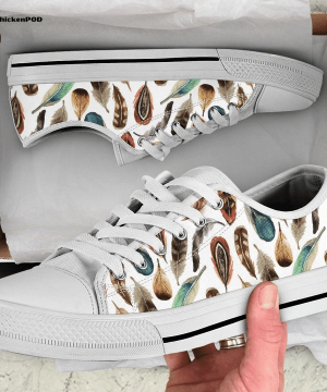 Colorful Feather Pattern, Boho Pattern Low Top Shoes Gift for Men Women