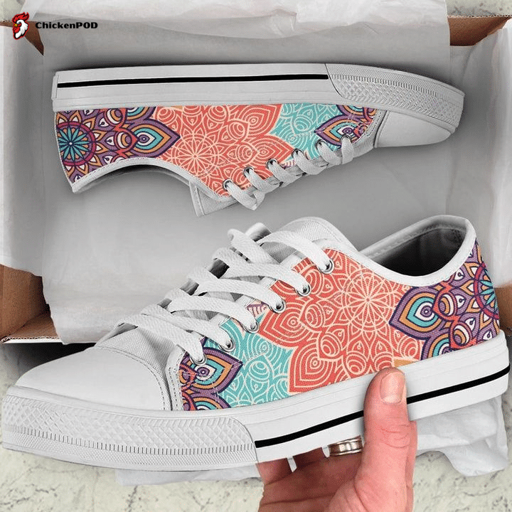Colorful Floral Mandalas Low Top Shoes Gift For Men Women Colorful Floral Mandalas Low Top Shoes Gift For Men Women