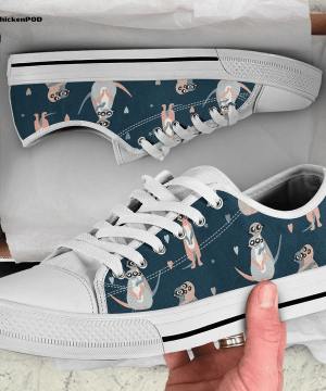 Colorful Meerkat And Hearts Pattern Low Top Shoes Gift for Men Women