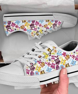 Colorful Owl Low Top Shoes Gift for Men Women