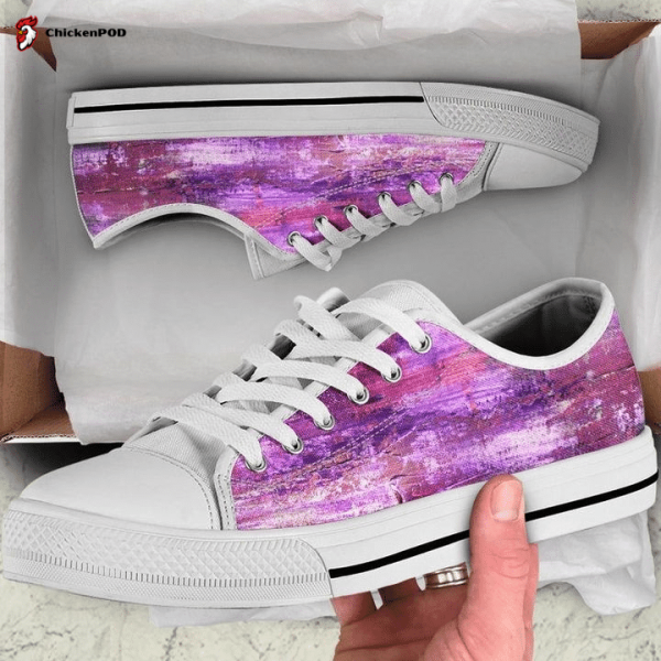 Colorful Pink Purple Grunge Abstract Art Low Top Shoes Gift For Men Women