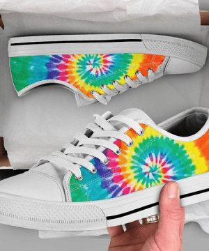 Colorful Rainbow Tie Dye Low Top Shoes Gift for Men Women