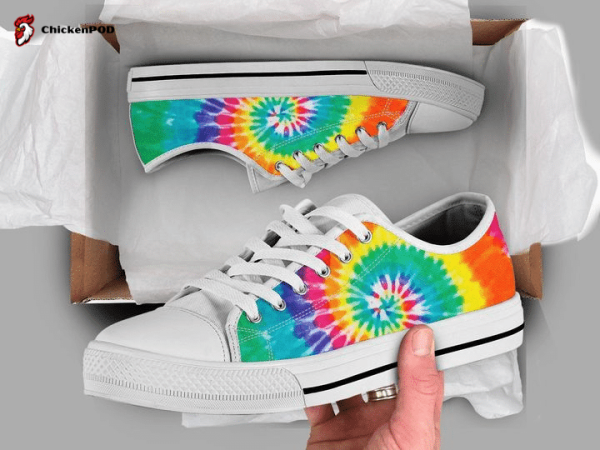 Colorful Rainbow Tie Dye Low Top Shoes Gift For Men Women